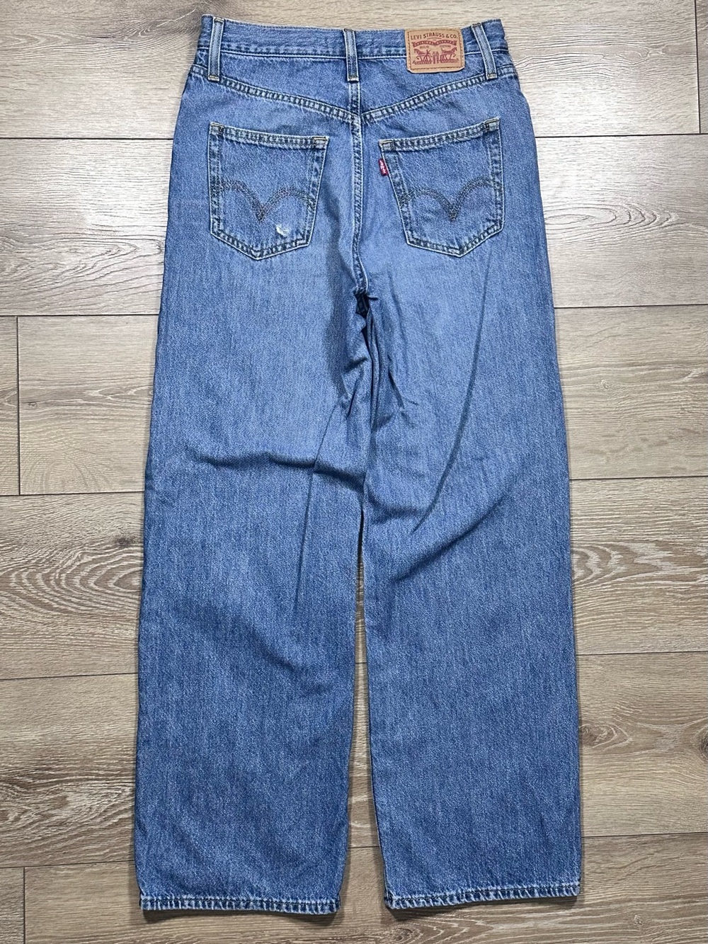 Levi’s High Waisted Straight Leg Jeans Medium Wash Cotton & Hemp Blend - Picture 11 of 15